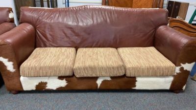 Western Sofa Cowhide Hair on Hide. About 7 ft wide