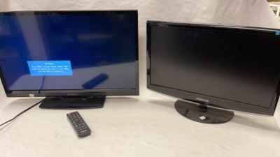 Working Insignia 28 inch, SAMSUNG 22 inch TV. 1 remote and need power supply for samsung