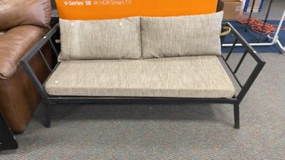 Art Deco Outdoor Patio Loveseat w Cushions. 63 inches wide, very good condition