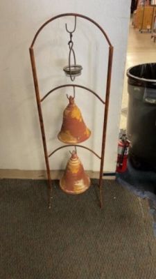 Outdoor Yard Decor Bell and Candle Holder on Stand. 48 inches tall