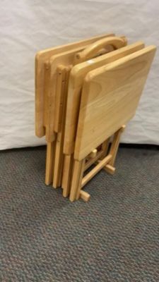 Set of 4 Wooden TV Trays. on stand