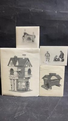 4 Village Heritage Collection in Original Box. Heritage village collection corner grocer 