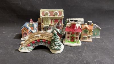 Christmas Village. Variety of glass Christmas decor
