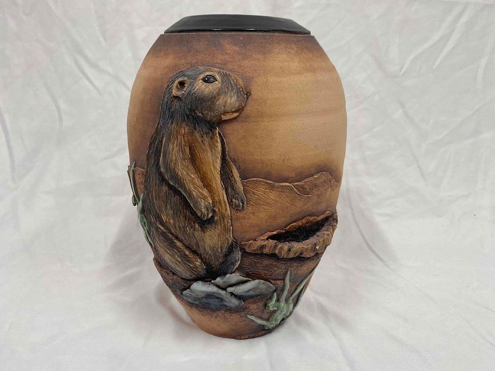Lot 4: Old Patagonia 2006 Marty Frolick Prairie Dog Ceramic Vase