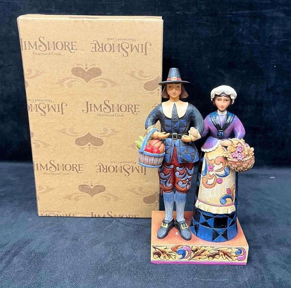Lot 21: Jim Shore "Pilgrims Proud" Pilgrim Couple Figurine In Original Box
