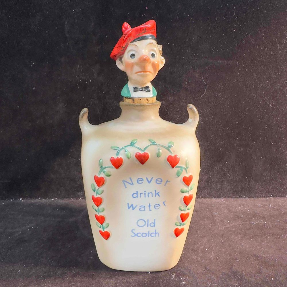 Lot 47: German Novelty Scotsman Never Drink Water Old Scotch Whiskey Flask Decanter Bottle