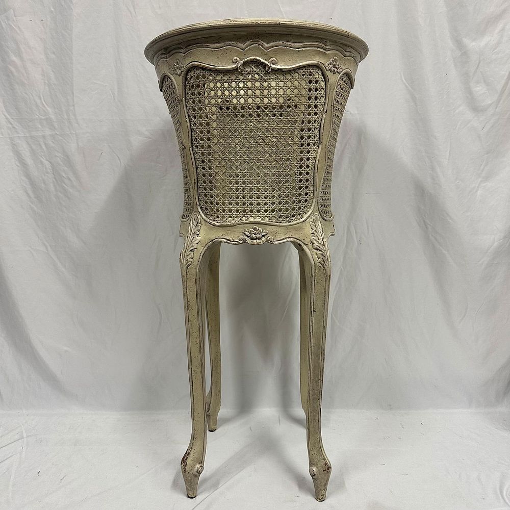 Lot 389: Habersham Painted Wood and Cane Planter French Jardiniere Style Stand