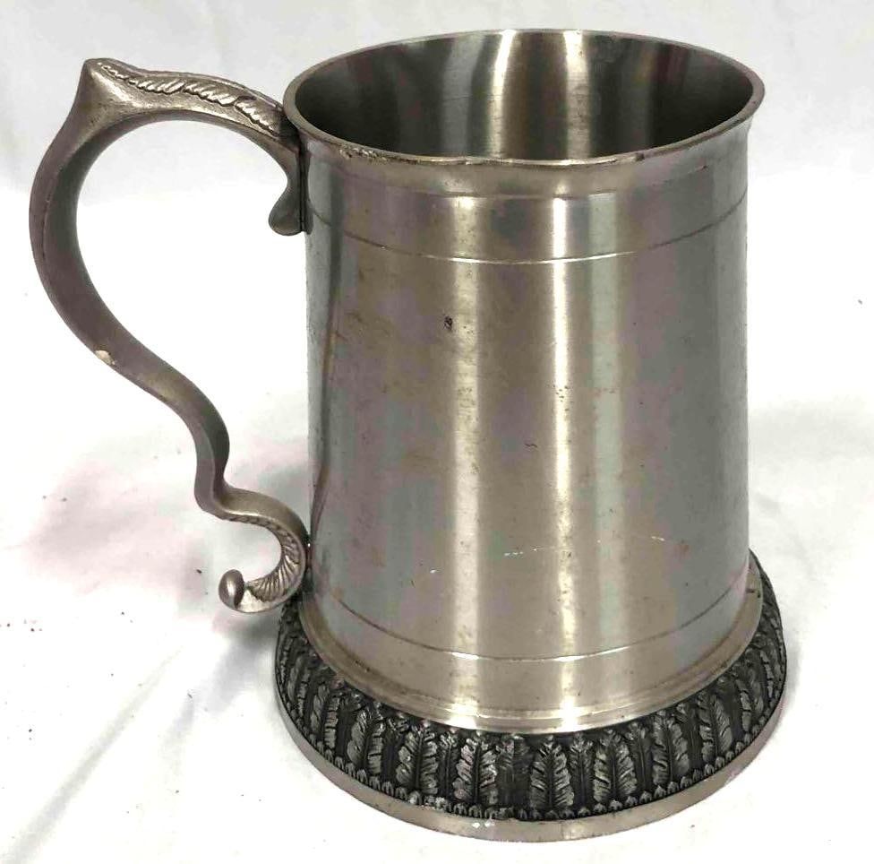Lot 480: Pewter Pint Tankard With Thistle Handle