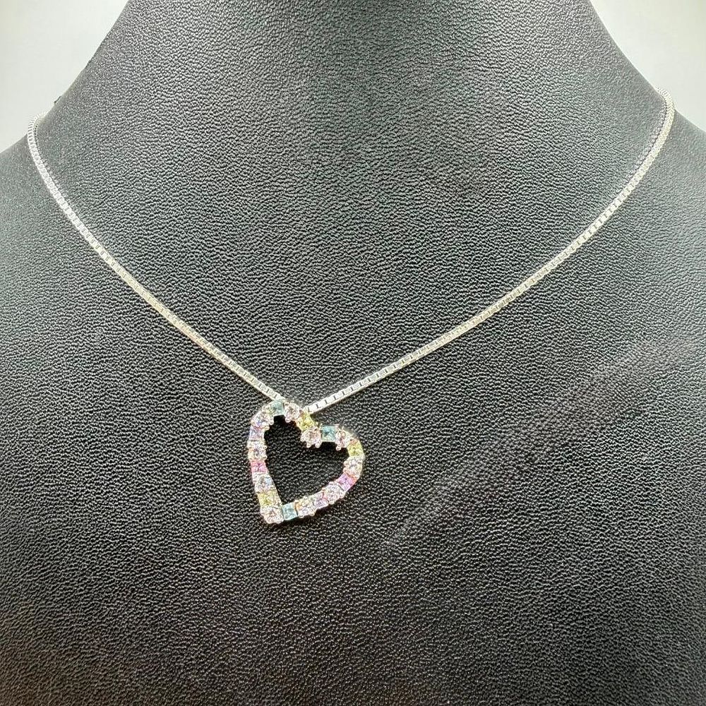 Lot 19: Sterling Silver Necklace With CZ Heart Pendant