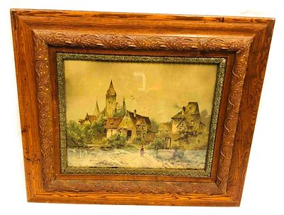 Large Late 19th Early 20th Century Print In Wood Frame. This lot contains a Large Late 19th 