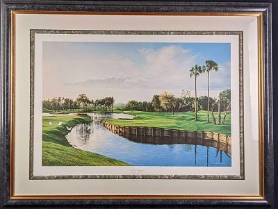 Framed Adriano Manocchia TPC At Sawgrass PGA Golf Litho. Adriano Manocchia Signed TPC At 