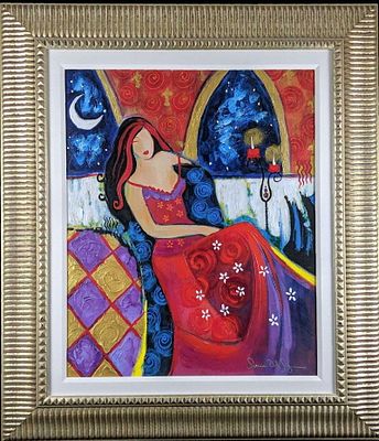 Sonia Del Signore Lady In Red Embellished Print W3. Sonia Del Signore Framed Lady In Red Limited 