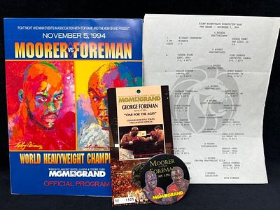 Signed George Foreman Program, Token, Button 1994 Fight program from November 5th, 1994, signed 