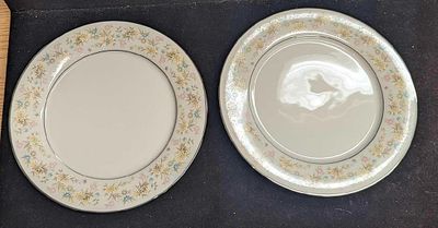 2 Retired Noritake Blossom Time Dinner Plates E. Each plate is approx 10 3/8" x 10 3/8" x 7/8" 