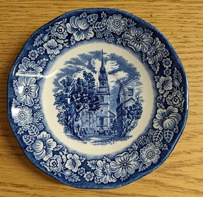 8 Vintage Retired Liberty Blue Saucers. "Old North Church". The 'Liberty Blue" Series was 