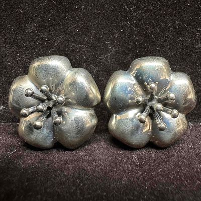 Dominique Dinouart DDD 925 Mexico Hibiscus Flower Sterling Silver Earrings G38. This item is in 