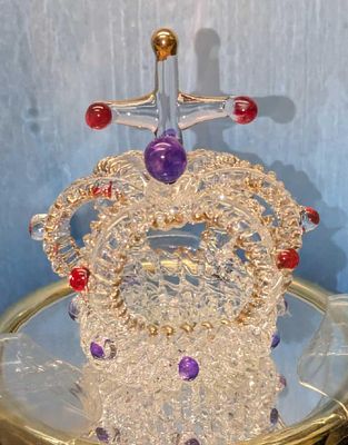 Glassical Expressions Glass Crown With 22KT Gold Music Box. Glassical Expressions Glass Crown 
