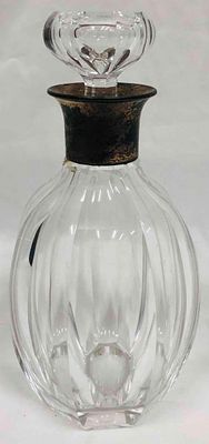 Vintage Crystal Decanter Sterling Silver Rim Engraved With "Pommern Woche 1929" By Hermann Behrnd. 
