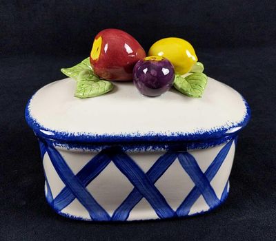 Cali Ladies Ceramic Coupon Recipe Fruit Basket. Hand-painted ceramic 'fruit basket' meant for 