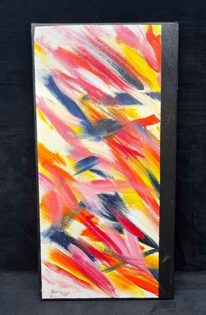 Lot 487: Original Abstract On Canvas By Summers (3) R72