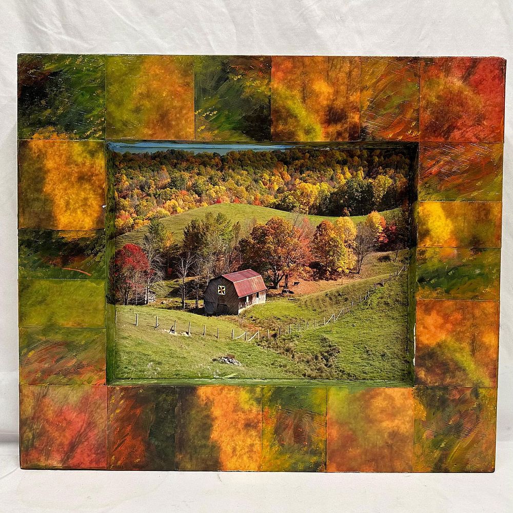 Lot 489: Robert Stein Barn with Quilt Block Mixed Media Wall Relief Wood Artwork