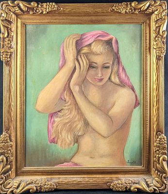 Original Framed Acrylic On Panel Nude Woman. Here is a unique figurative original acrylic on 