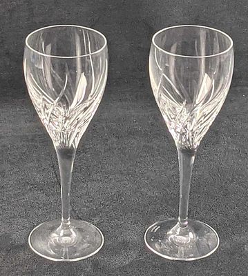 2 Retired Summer Breeze By Waterford Crystal Wine Glasses. Two "Summer Breeze" cut Waterford 