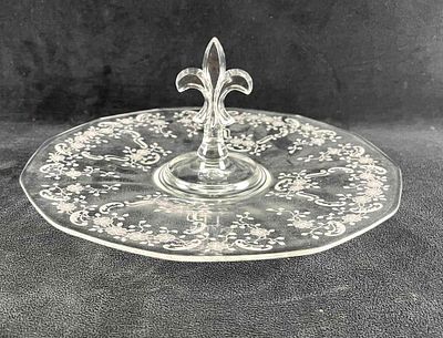 Elegant Glass Serving Tray. This is a serving platter with a frosted floral design. This 