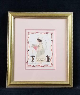BB Richards 1988 Signed Fairy Love Print. This 1988 print by Barbara Bourgeau Richards depicts a 