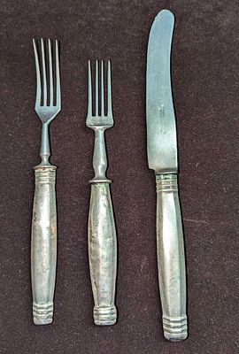 Vintage Sterling Silver Forks And Knife. This lot includes: 
(1) Sterling Silver Pastry Fork. 