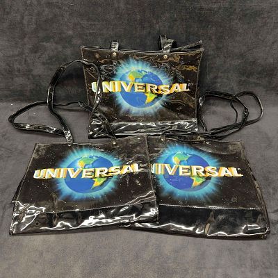 Spencer Gifts Universal Studios Globe Black Tote Bag Set Lot of Three. Spencer Universal Studios 