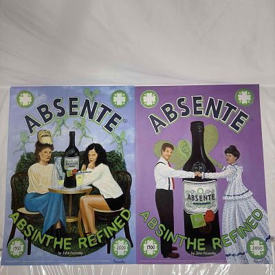 Absinthe Refined Ad Poster By John Pacovsky Set of Eight 8 Posters. Two art ad designs by 