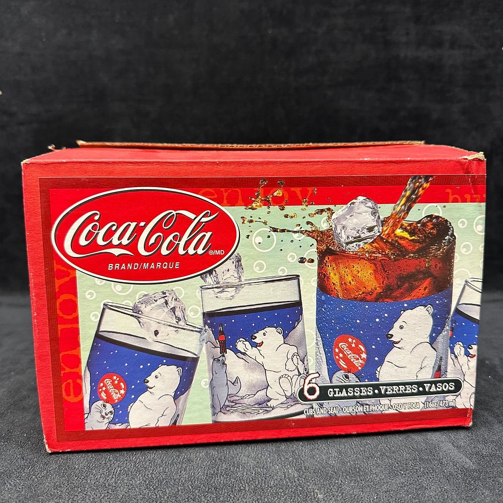 Lot 473: Coca Cola Polar Bears and Seal Glassware Set Five Tumblers