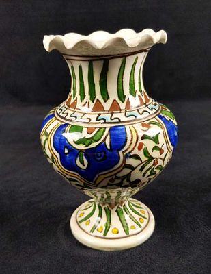 Vintage Hand Painted Ceramic Vase. Vase with hand painted floral patterns. Is approx 4" x 4" x 5 