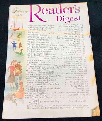 Vintage Copy Of Reader's Digest February 1954 Vol.64 No.382. This lot contains a Vintage Copy Of 