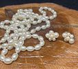 Vintage Marvella Clip-On Earrings Silver Tone Metal Faux Pearls Signed & Bonus Necklace. This Image - 1