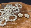 Vintage Marvella Clip-On Earrings Silver Tone Metal Faux Pearls Signed & Bonus Necklace. This Image - 6