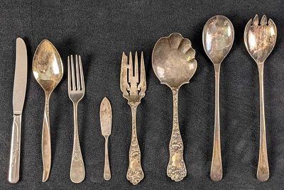 8 Vintage Stainless Steel Silverplate Sterling Silverware. This lot includes: (1) Sterling 