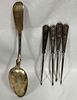 Sterling Silver Serving Spoon & Dessert Skewers. This lot contains a Sterling Silver Serving Image - 2