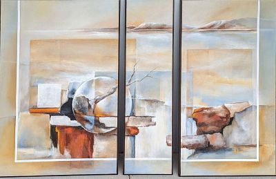 D81 Triptych Large Robbie Feldman Acyclic On Canvas. This is an original acyclic "Triptych" 