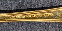 7 Cambridge Gold Electroplated Stainless Oval Soup Spoons. Each is approx 1 1/2" x 1/2" x 7 Image - 4