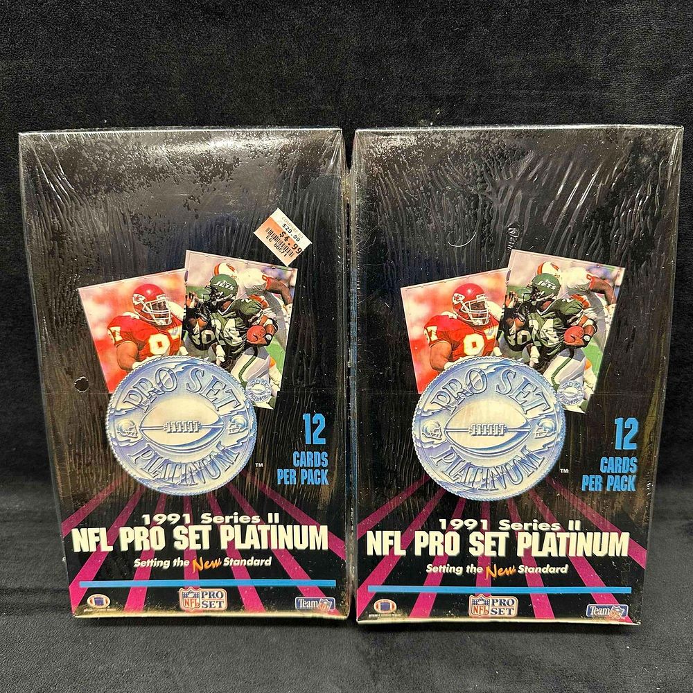 Lot 460: 1991 Series 2 NFL Football Pro Set Platinum Wax Box 36 Packs Factory Sealed Set Pair Two
