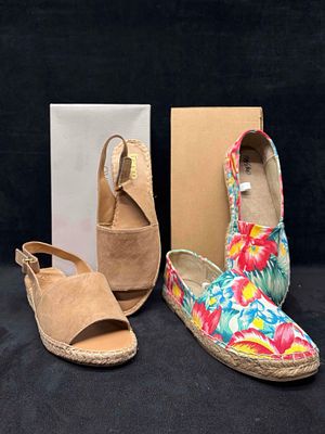 Franco Sarto Suede Sandals and Mossimo Tropical Espadrilles Bundle. Sitting in brand-new to 