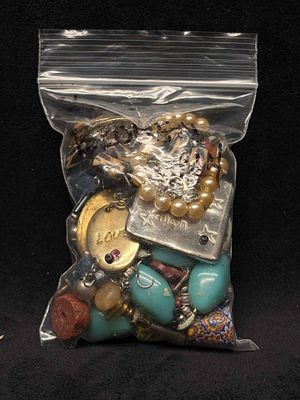 6.1 OZ Whimsical Trinkets Mixed Beads Charms Buttons Stones and More. This lot contains loose 