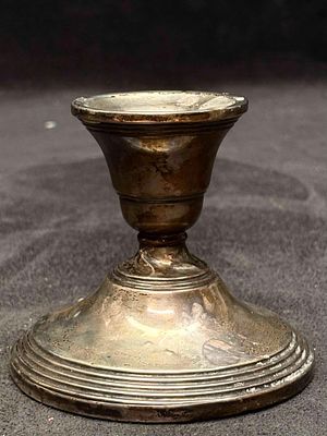 Weighted Vintage PSCC Sterling Silver Candleholder. Standing at a shorter height, this candle 