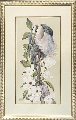 Framed S&N Art Lamay Great Blue Heron Print. Framed S&amp;N Art Lamay Great Blue Heron Print. 