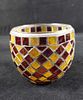 Hand Sculpted Candle And Mosaic Canister. This lot includes: 
(1) Small Mosaic Glass Canister. Image - 1