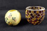 Hand Sculpted Candle And Mosaic Canister. This lot includes: 
(1) Small Mosaic Glass Canister. Image - 3