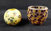 Hand Sculpted Candle And Mosaic Canister. This lot includes: 
(1) Small Mosaic Glass Canister. Image - 4