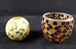 Hand Sculpted Candle And Mosaic Canister. This lot includes: 
(1) Small Mosaic Glass Canister. Image - 6